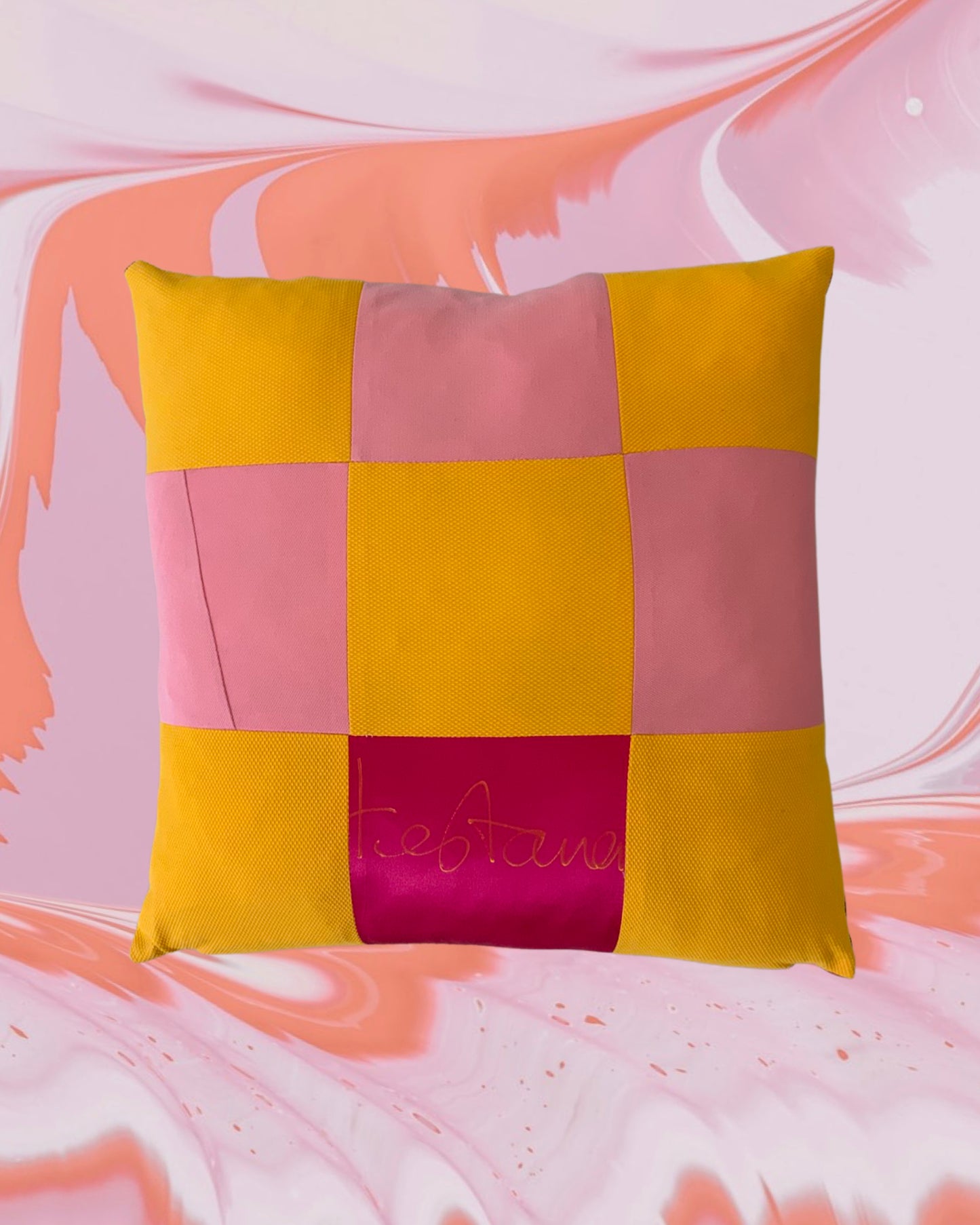 Rhubarb & Custard Cushion - Medium